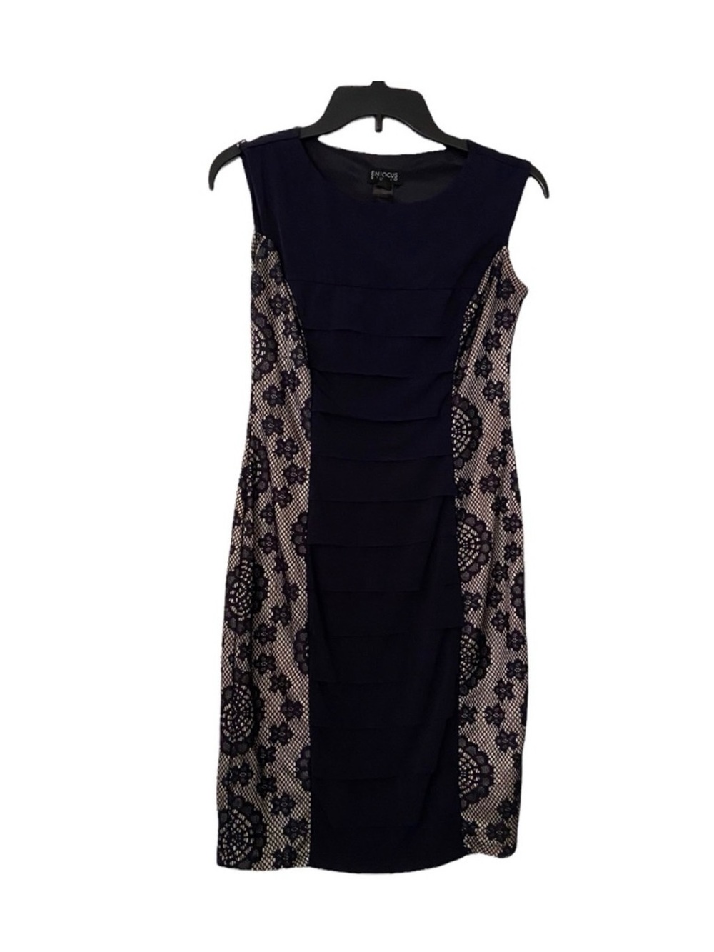 Enfocus Studio Black Dress with Beige Lace Insets
